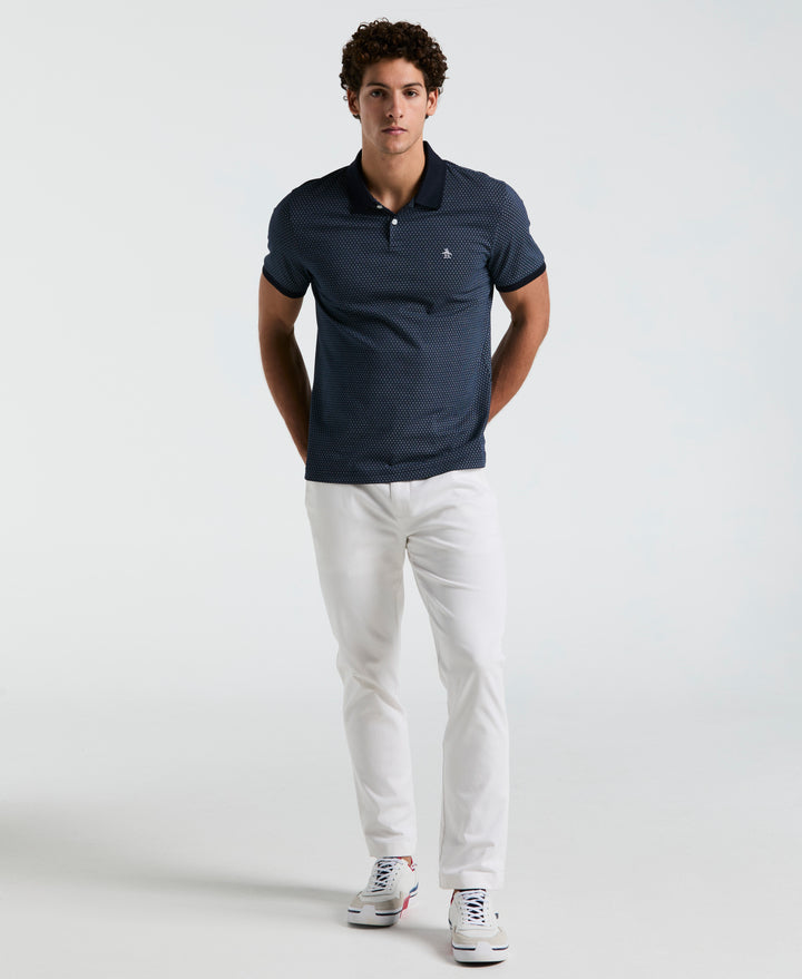 Jersey All-Over Ditsy Print Polo (Dark Sapphire) 
