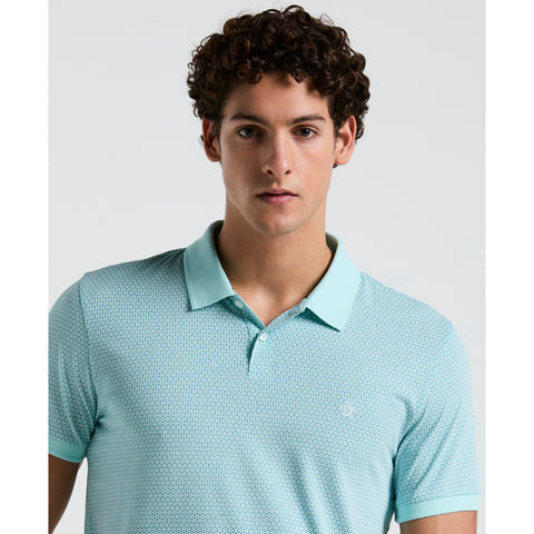 Jersey All-Over Ditsy Print Polo (Blue Tint) 