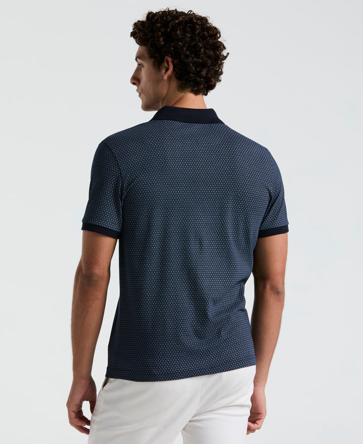 Jersey All-Over Ditsy Print Polo (Dark Sapphire) 