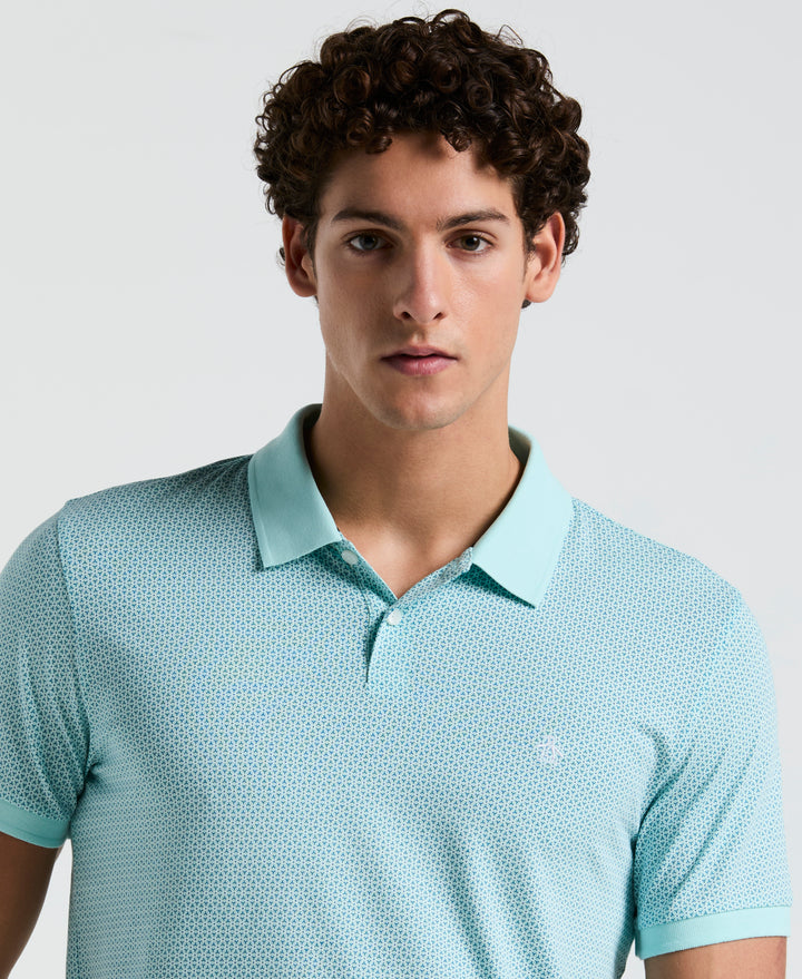 Jersey All-Over Ditsy Print Polo (Blue Tint) 