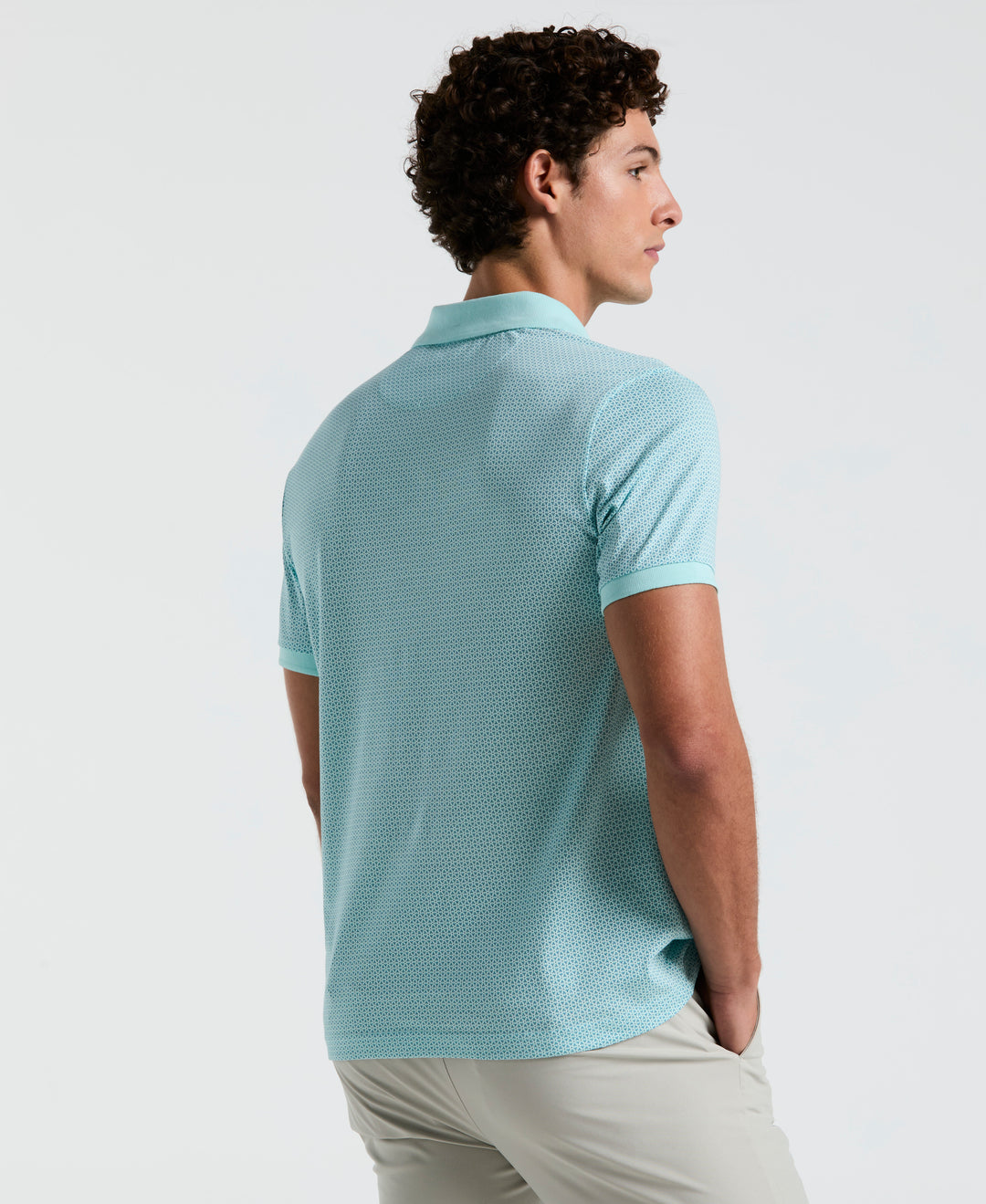 Jersey All-Over Ditsy Print Polo (Blue Tint) 