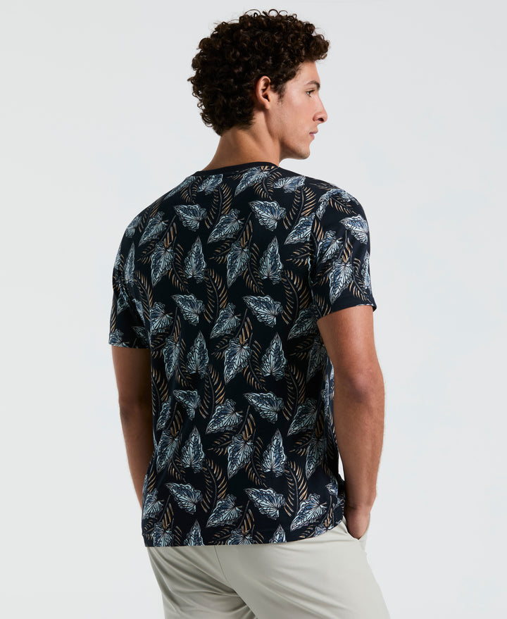 Jersey All-Over Leaves Print Tee (Dark Sapphire) 