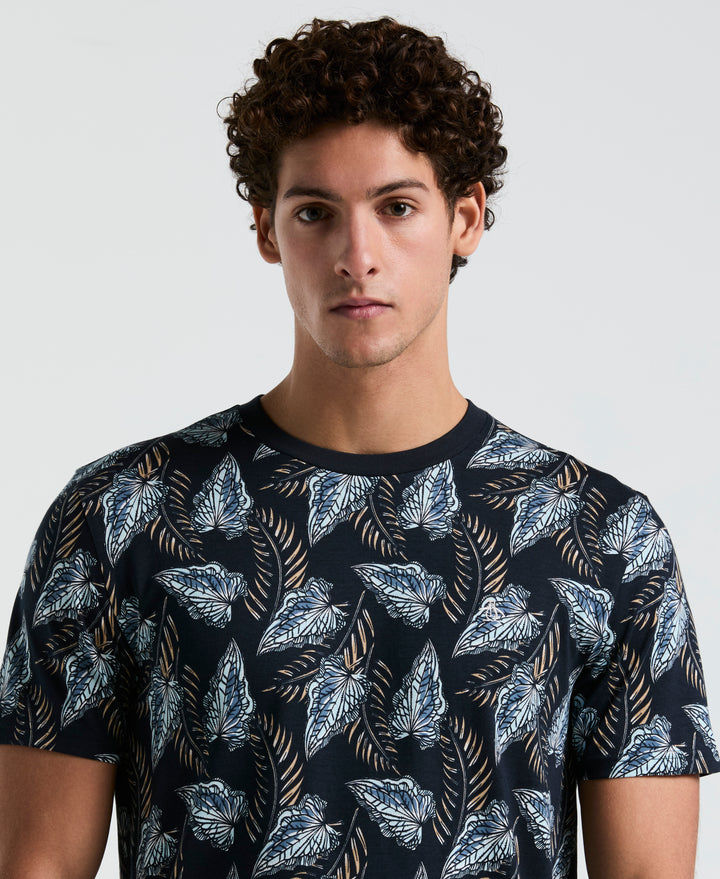 Jersey All-Over Leaves Print Tee (Dark Sapphire) 