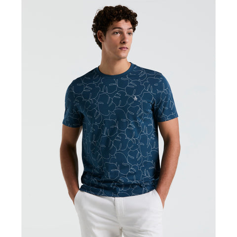 Jersey All-Over Palm Leaf Print Tee (Blue Wing Teal) 