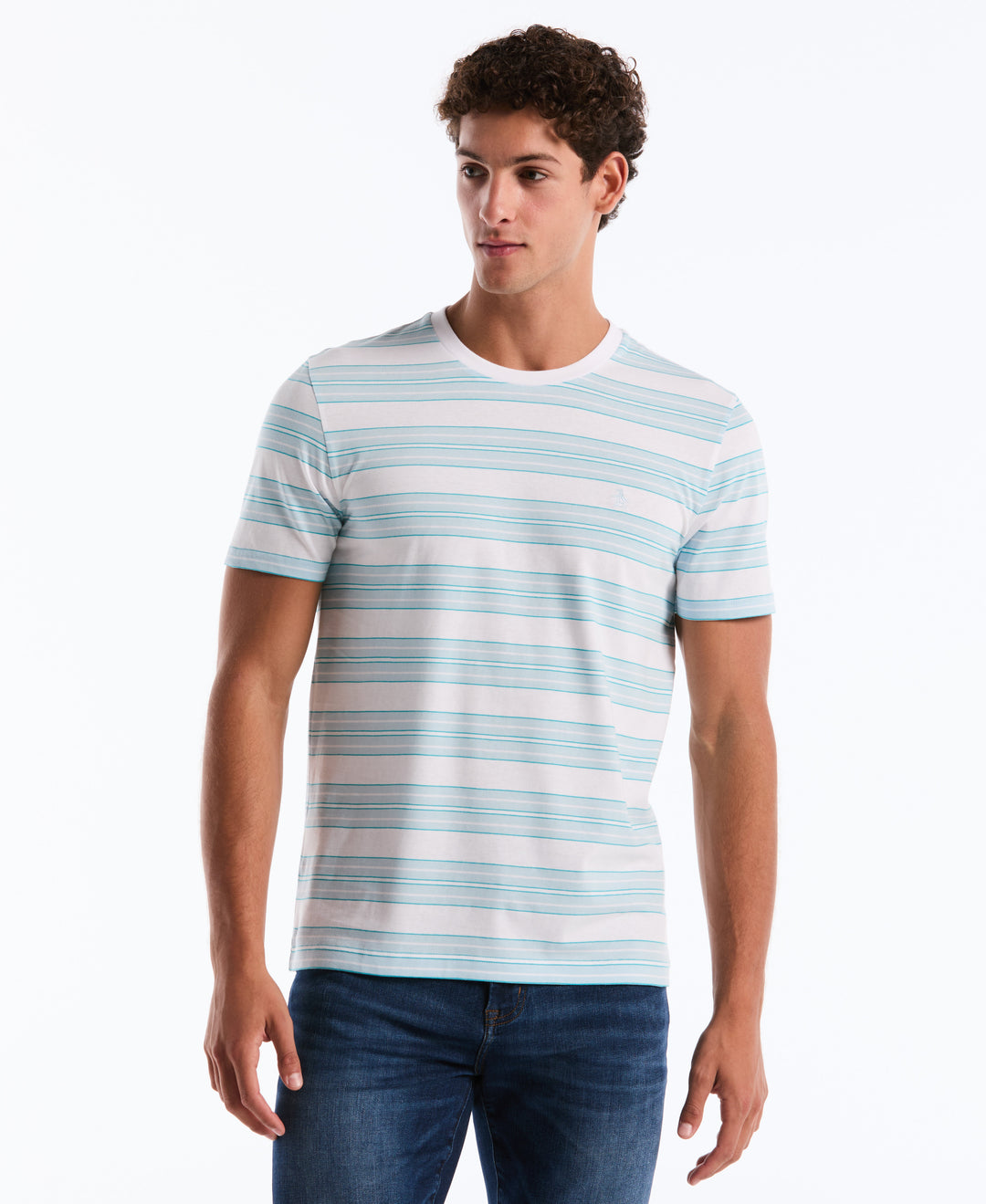 Jersey All-Over Stripe Tee (Bright White) 