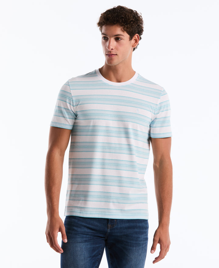 Jersey All-Over Stripe Tee (Bright White) 