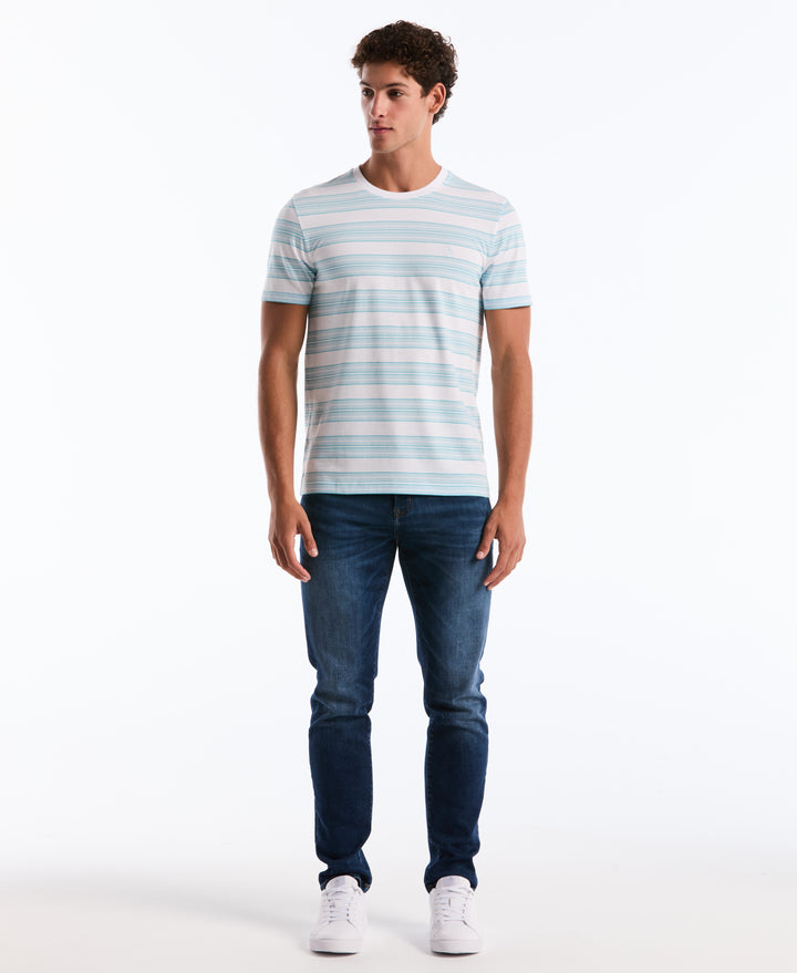 Jersey All-Over Stripe Tee (Bright White) 