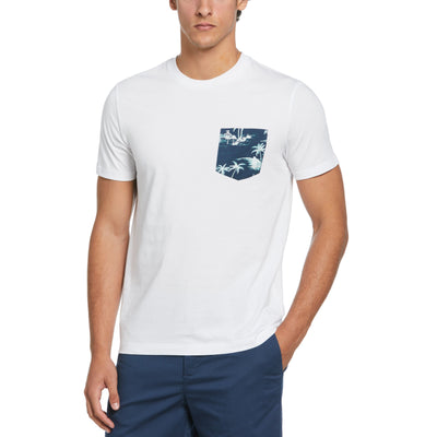 Jersey Woven Pocket Island Tee   (Bright White) 