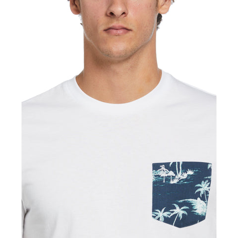 Jersey Woven Pocket Island Tee   (Bright White) 