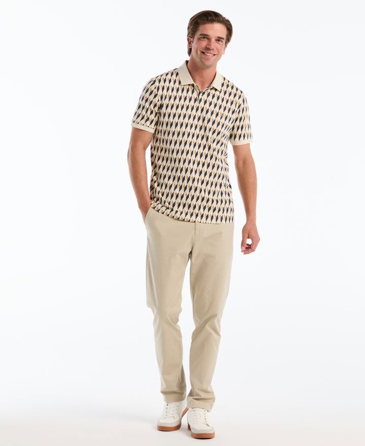 Men's Cotton Jewel Geo Print Polo (Birch) 