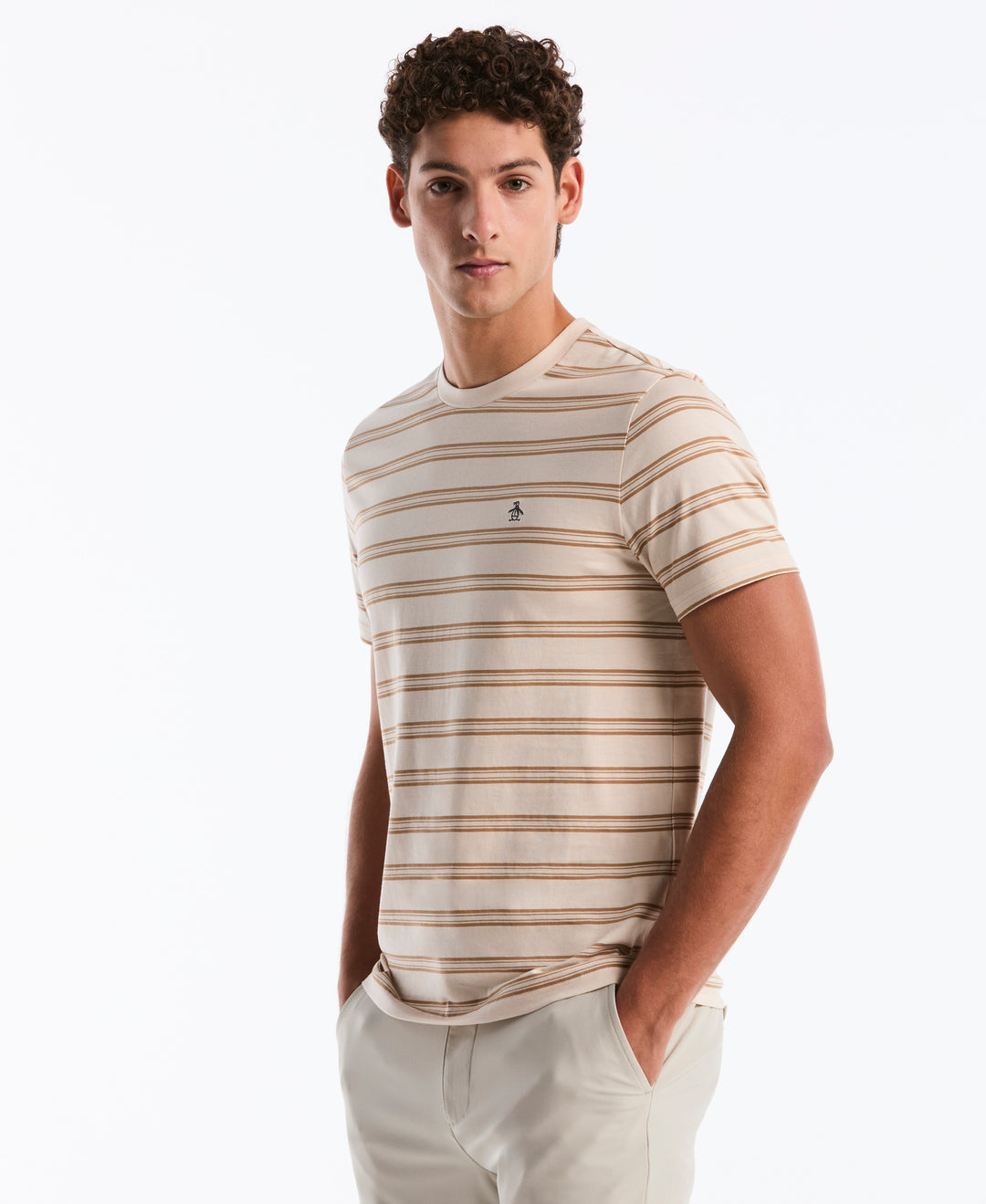 All-Over Stripe Jersey Tee (Birch) 