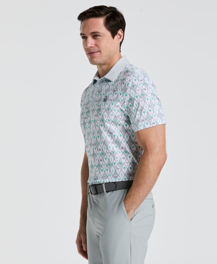 Lattice Cocktail Earl Print Golf Polo (Bright White) 