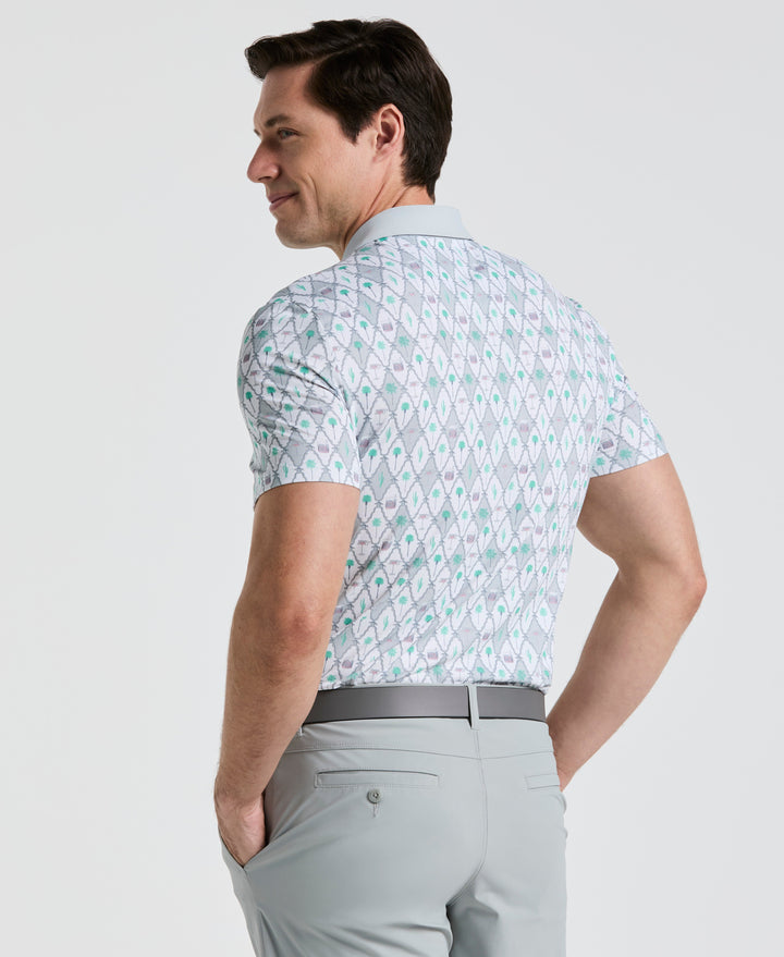 Lattice Cocktail Earl Print Golf Polo (Bright White) 