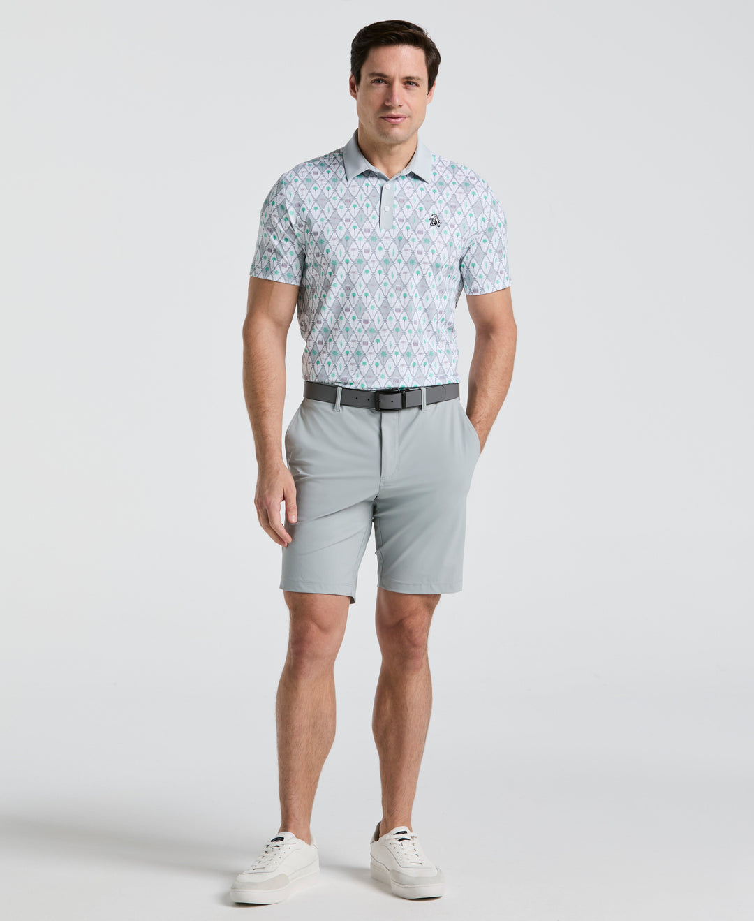 Lattice Cocktail Earl Print Golf Polo (Bright White) 