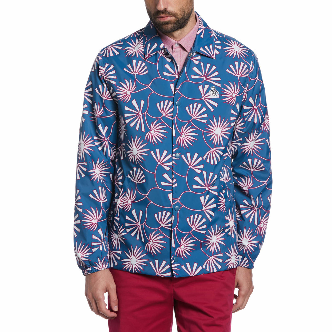 Leaf Print Rain Jacket-Outerwear-Midnight-XS-Original Penguin