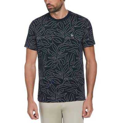 Leaves Print Fashion Tee (Dark Sapphire) 