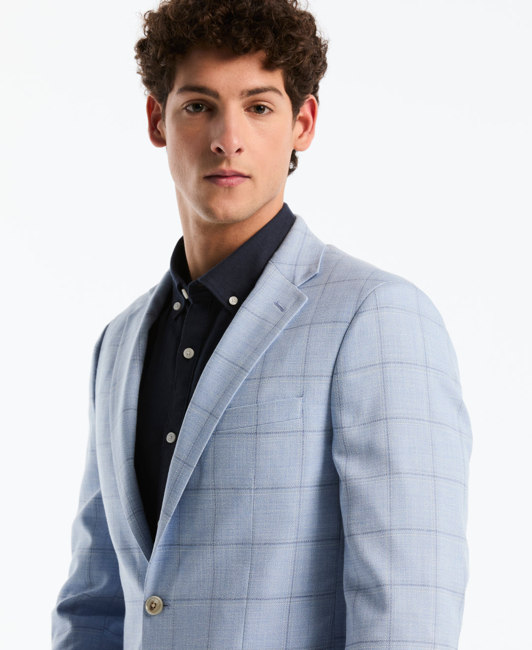 Light Blue Check Suit Separate Jacket-Suit Jackets-Original Penguin