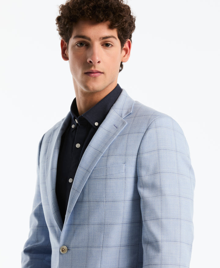 Light Blue Check Suit Separate Jacket-Suit Jackets-Original Penguin