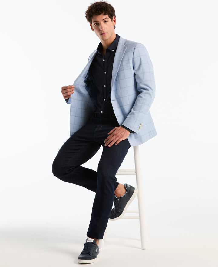 Light Blue Check Suit Separate Jacket-Suit Jackets-Original Penguin