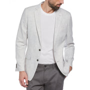 Light Grey Plaid Linen Blazer (Light Grey) 