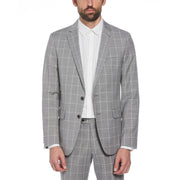 Light Grey Windowpane Plaid Wool Blend Two Piece Suit (Light Grey) 