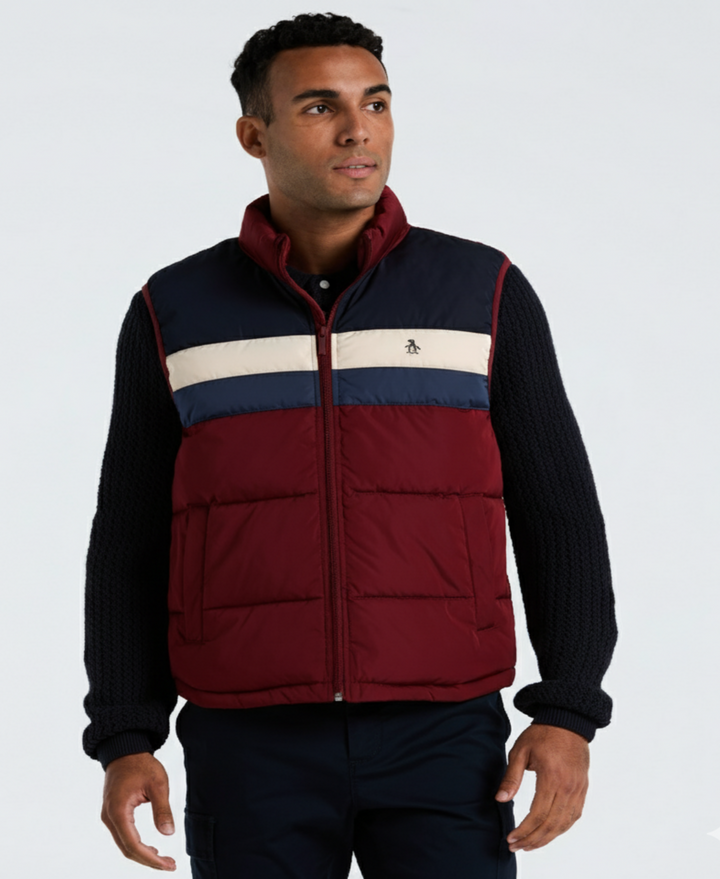 Lightweight Faux Puffer Vest-Outerwear-Original Penguin