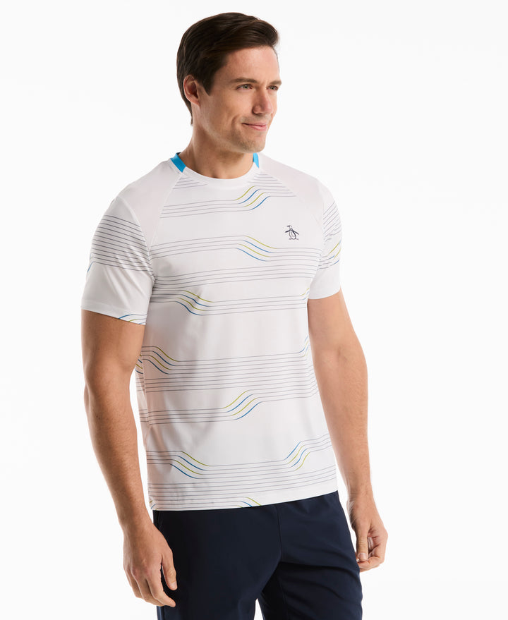 Tennis Linear Blocked Crew Shirt (Bright White) 