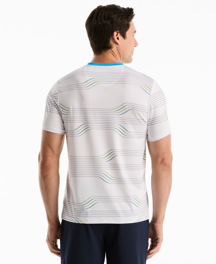 Tennis Linear Blocked Crew Shirt (Bright White) 