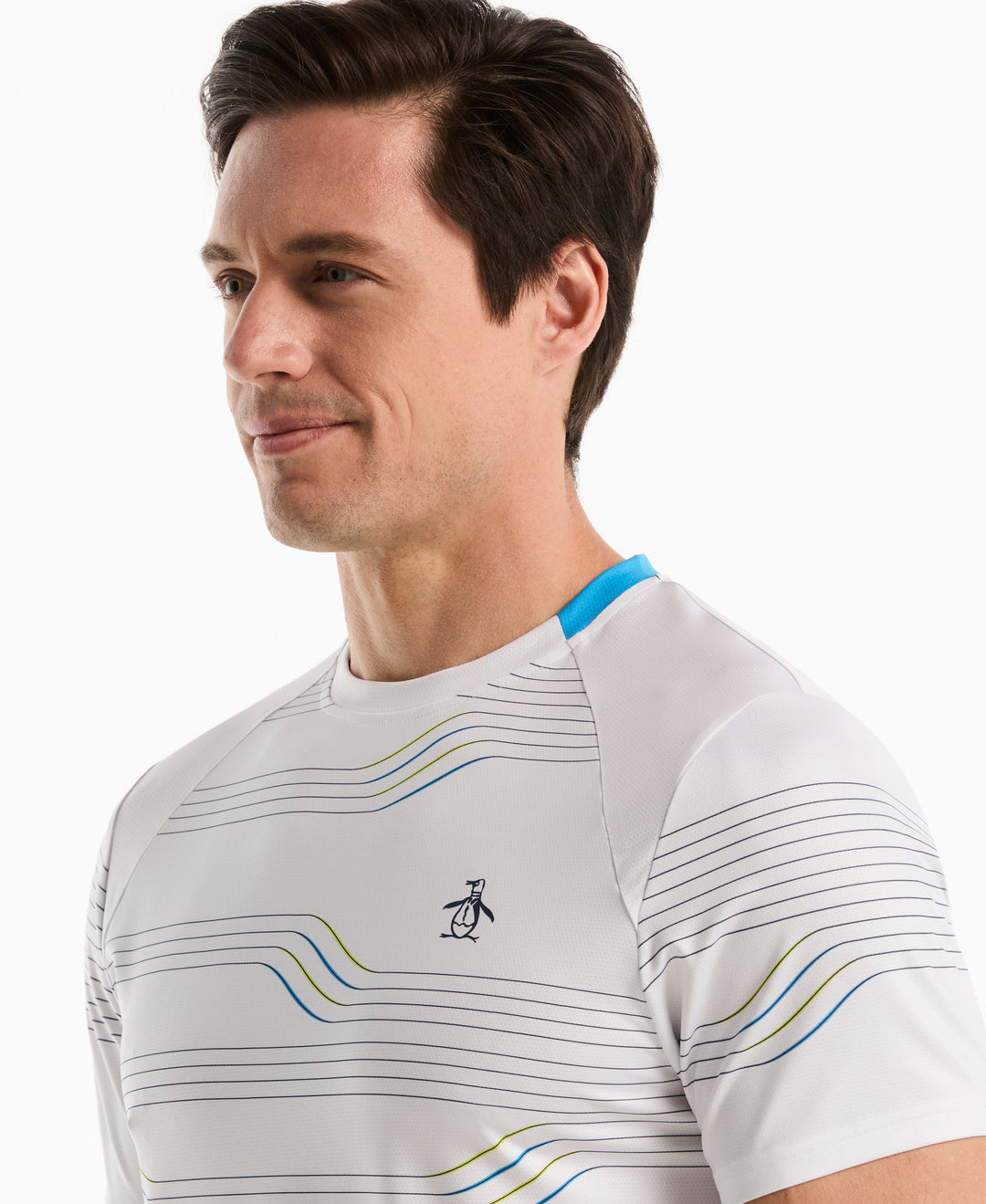 Tennis Linear Blocked Crew Shirt (Bright White) 