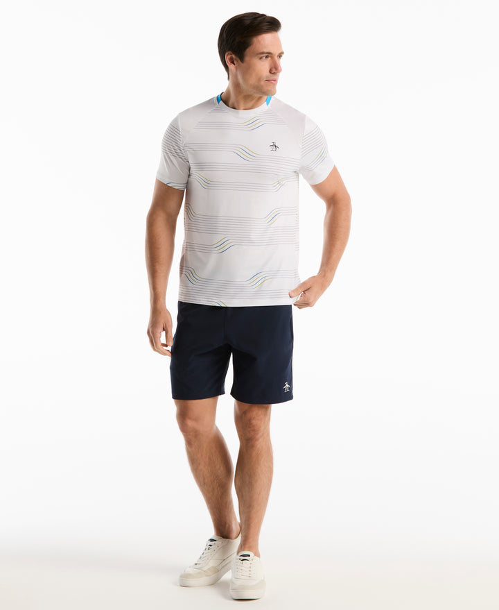 Tennis Linear Blocked Crew Shirt (Bright White) 