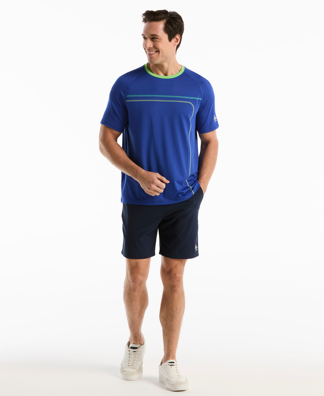 Tennis Linear Print Blocked Crew (Surf The Web) 