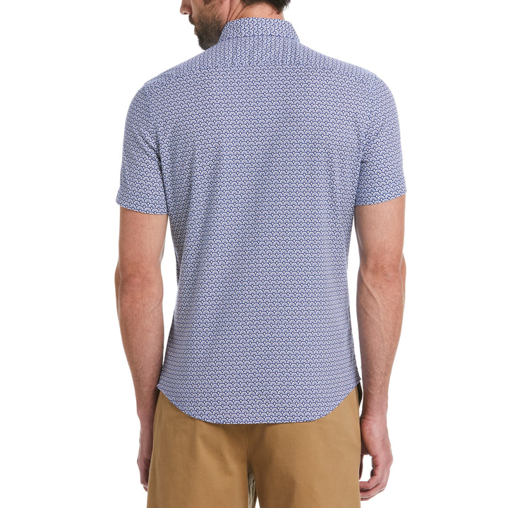 Linen Allover Geometric Print Shirt (Mazarine Blue) 