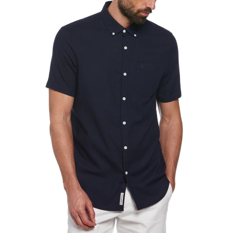 Linen Blend Shirt (Dark Sapphire) 