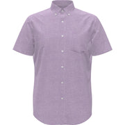 Linen Blend Short Sleeve Button-Down Shirt (Lavendula) 