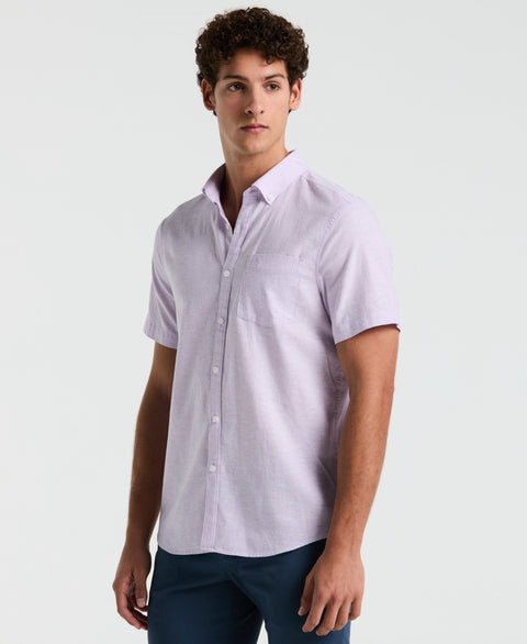 Linen Blend Button-Down Shirt-Shirts-Lavendula-XS-Original Penguin