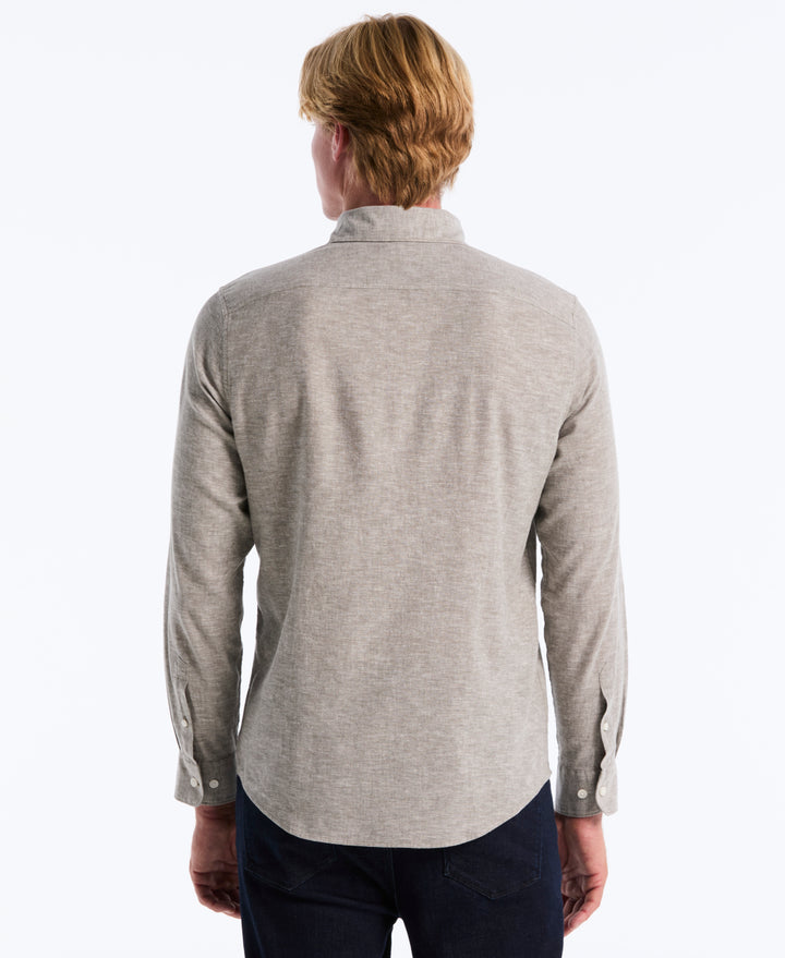 Linen Blend Solid Shirt (Dusty Olive) 