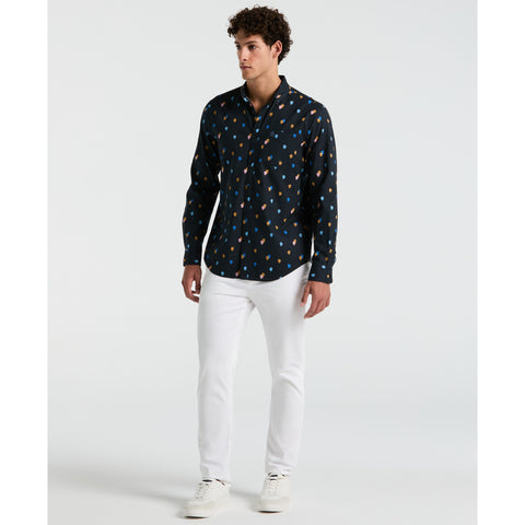 Linen Blend Mini Monstera Print Shirt-Shirts-Original Penguin