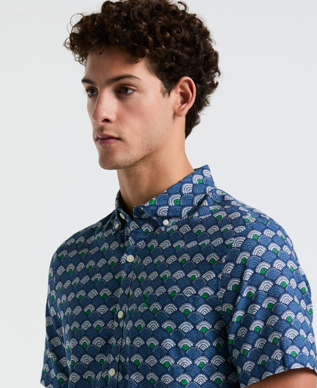 Linen Multiscallop Shirt (Sargasso Sea) 