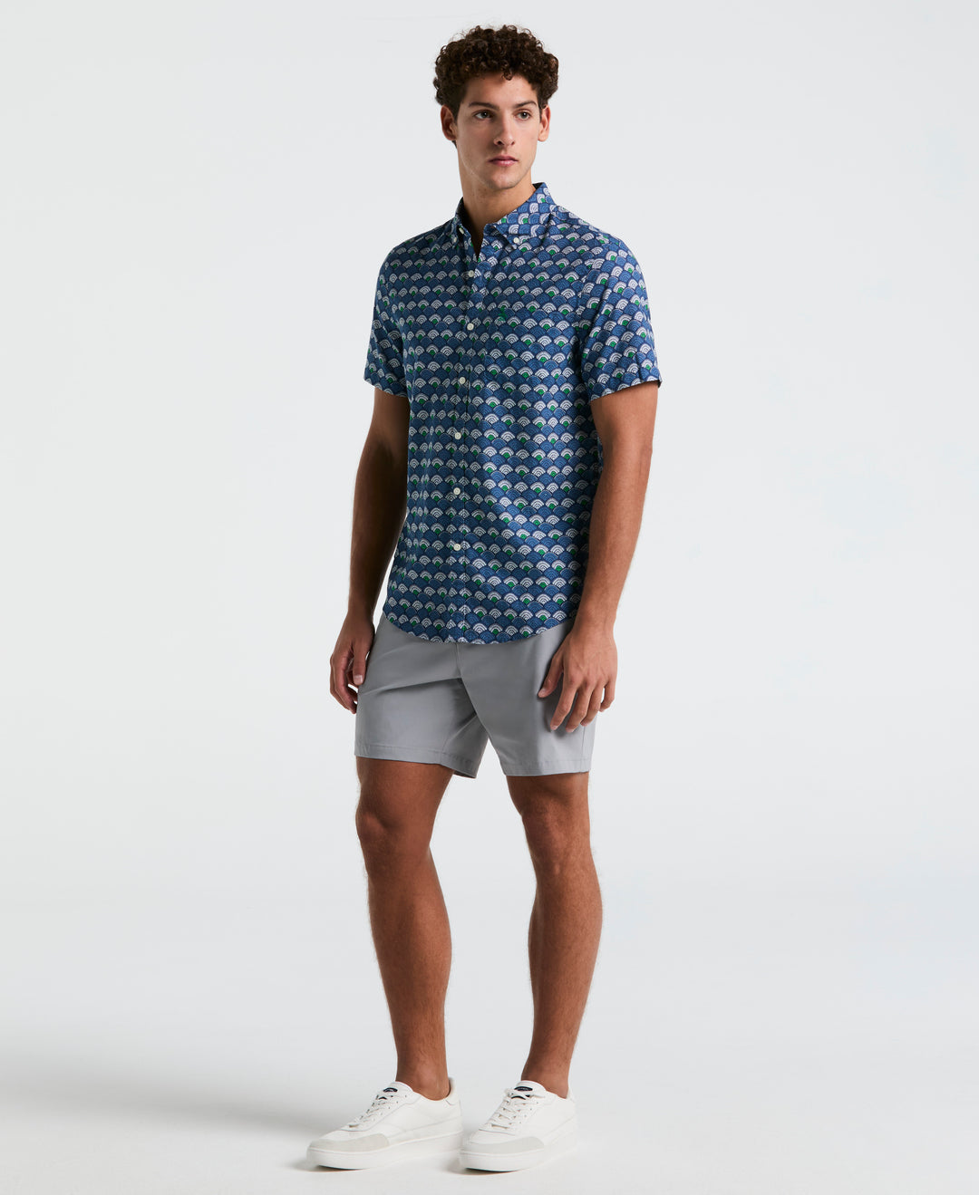 Linen Multiscallop Shirt (Sargasso Sea) 