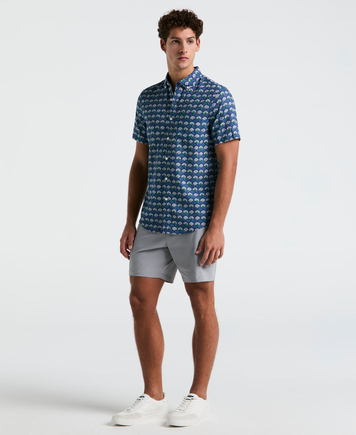 Linen Multiscallop Shirt (Sargasso Sea) 