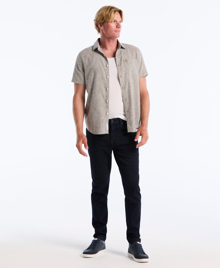 Linen Blend Pocket Shirt (Dusty Olive) 