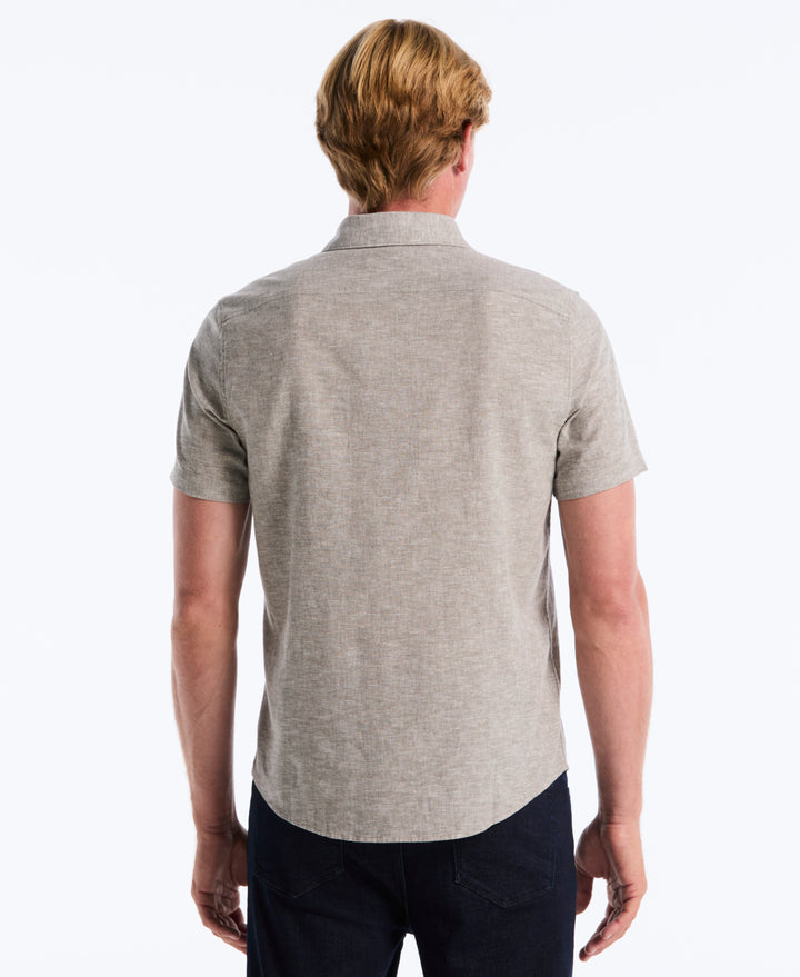 Linen Blend Pocket Shirt (Dusty Olive) 