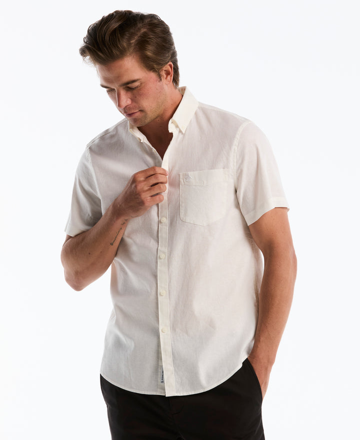 Linen Blend Shirt-Shirts-Bright White-XS-Original Penguin