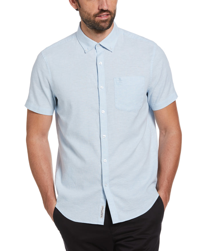 Linen Blend Shirt (Cerulean) 