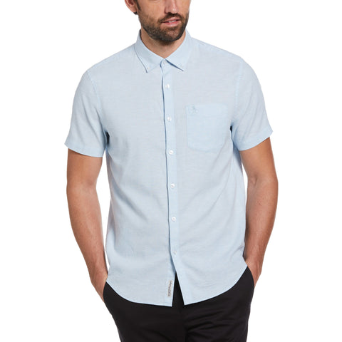 Linen Blend Shirt (Cerulean) 