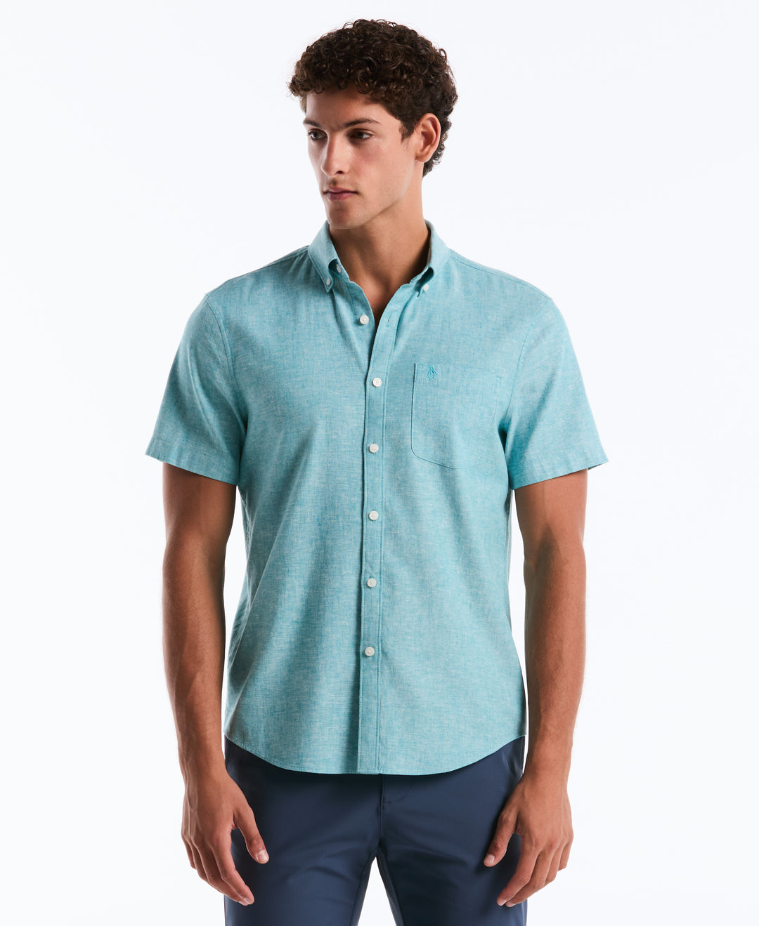 Linen Blend Shirt (Lake Blue) 