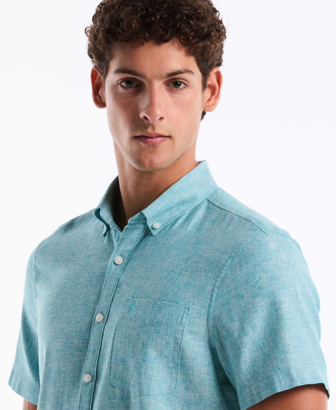 Linen Blend Shirt (Lake Blue) 