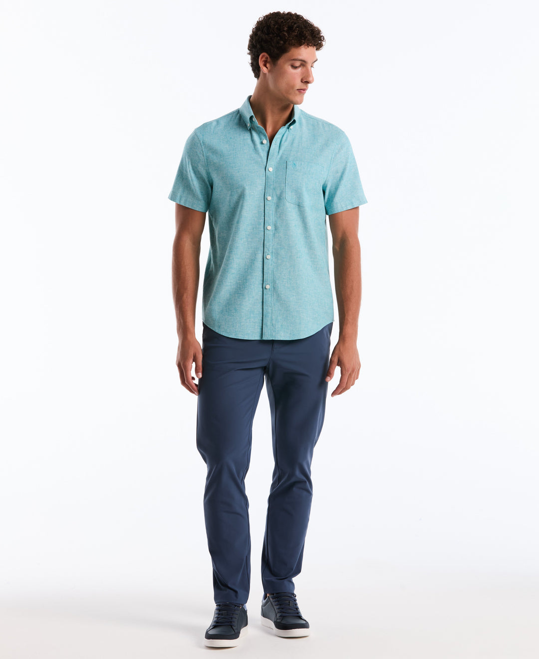 Linen Blend Shirt (Lake Blue) 