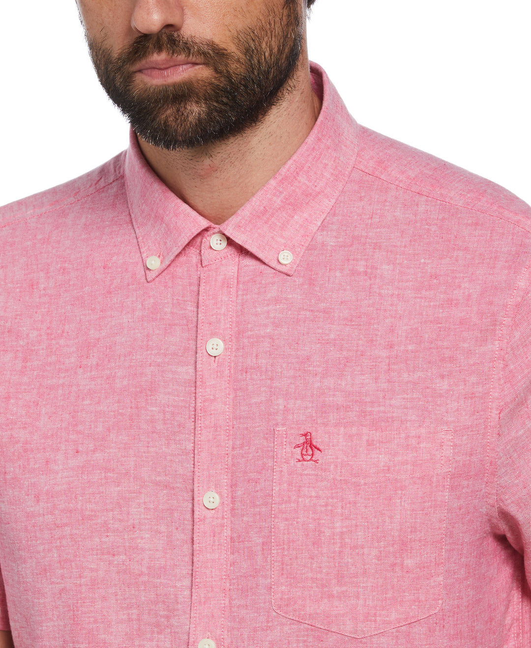 Linen Blend Shirt (Raspberry Sorbet) 