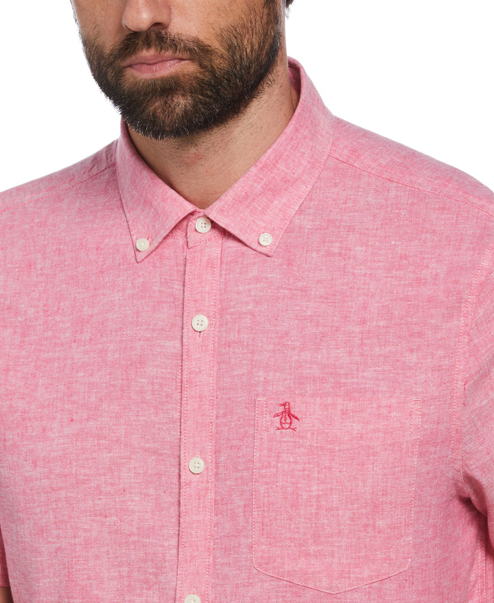 Linen Blend Shirt (Raspberry Sorbet) 